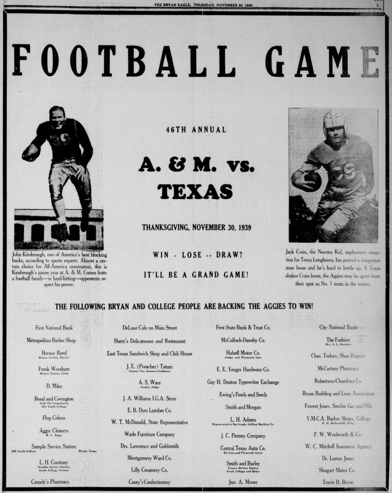 The Eagle Archives: November 30, 1939